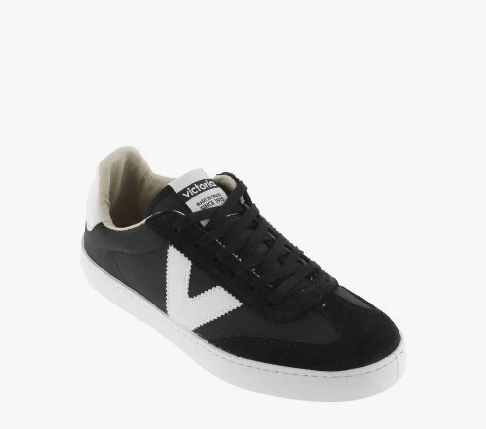 NEW VICTORIA women's berlin split leather nylon sneakers in black